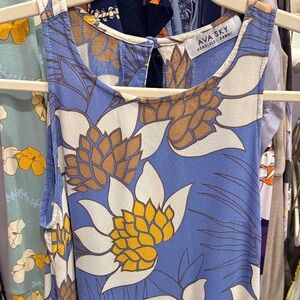 Ava Sky Fighting Eel XS Blue Floral Tank Dress